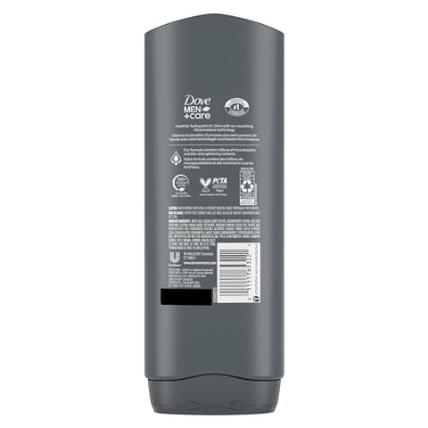 DOVE MEN + CARE - DOVE MEN CARE Body Wash Carvão Argila 4 Unidades Para Cuidados da Pele Masculina Limpa Efetivamente as Bactérias Enquanto Nutre Sua Pele, 532 ml