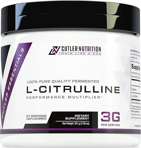 Jay Essentials – L-Citrulline em Pó 100% Puro, Sem Sabor, 3g por Porção, Suporte para Resistência e Bombas (67 Porções) - Cutler Nutrition