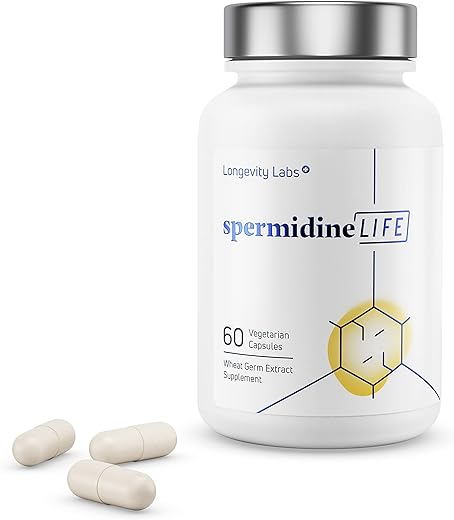 LONGEVITY LABS + - spermidineLIFE: Suplemento Natural à Base de Plantas, Extrato de Germe de Trigo com Alto Teor de Spermidina e Zinco para Renovação Celular, Vegano, 60 Cápsulas