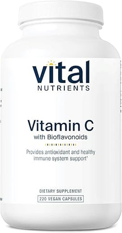 Vitamina C com Bioflavonoides | Suplemento Vegano para Suporte Imunológico* | 1000mg Vitamina C e 500mg Bioflavonoide Cítrico | Livre de Glúten, Laticínios e Soja | Não-OGM | 220g - Vital Nutrients