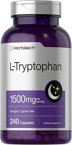 L Triptofano 1500mg Cápsulas | 240 Unidades | Fórmula Noturna | Suplemento Sem OGM, Sem Glúten - Horbäach