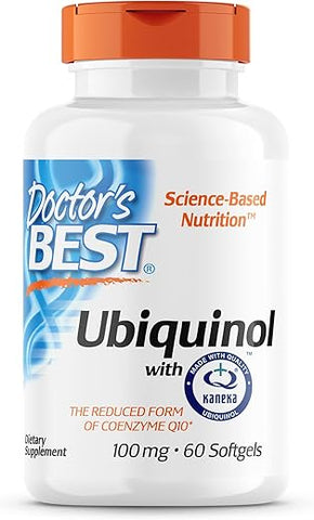 Doctor's BEST - Doctor’s Best Ubiquinol com Kaneka QH, Sem OGM, Sem Glúten, Sem Soja, Saúde do Coração, 100 mg, 60 Softgels