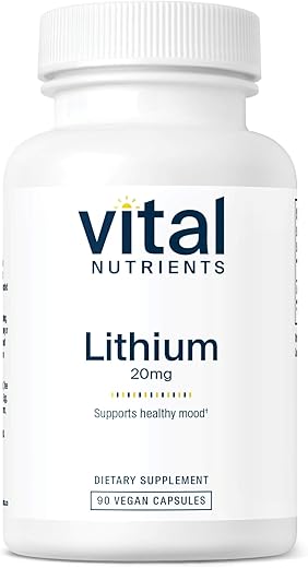 Lithium Orotate | Suplementos Veganos de Lítio para Memória, Estado Mental e Saúde Comportamental* | 20mg | Livre de Glúten, Laticínios e Soja | 90 Cápsulas - Vital Nutrients
