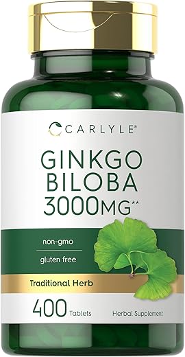 Ginkgo Biloba 3000mg | 400 Comprimidos | Sem OGM, Livre de Glúten  Carlyle - Carlyle