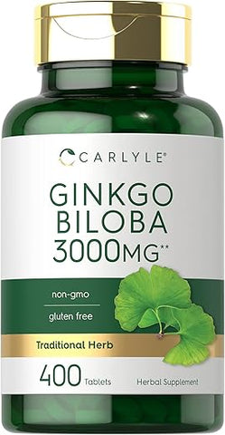 Ginkgo Biloba 3000mg | 400 Comprimidos | Sem OGM, Livre de Glúten  Carlyle - Carlyle