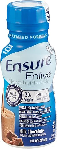 Abbott - Ensure Enlive Shakes Nutrição Terapêutica Avançada, Chocolate, Garrafas de 240ml, Caixa com 24