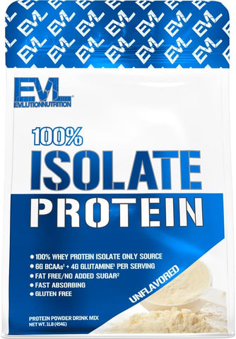 Nutrition 100%% Isolate – Proteína Isolada em Pó, 25g de Proteína de Absorção Rápida, Sem Adição de Açúcar, Baixo Carboidrato, Sem Glúten (Sem Sabor, 454g) - Evlution