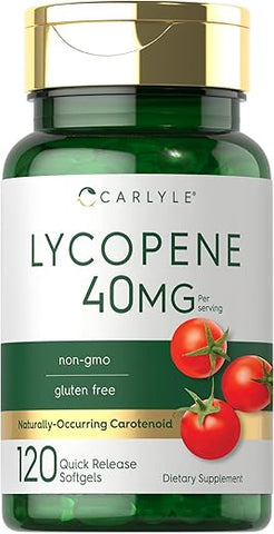 Lycopene 40mg | 120 Softgels | Carotenoide Natural | Não-OGM | Marca Carlyle - Carlyle