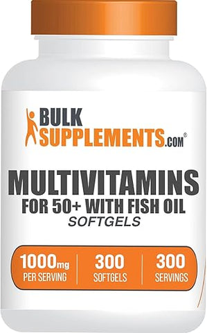 BulkSupplements - Multivitamínico para Homens 50 Plus Softgels – Vitaminas Diárias para Homens, Suplemento Multimineral – Multivitamínico Completo com Óleo de Peixe – 1 Softgel por Porção, 300 g