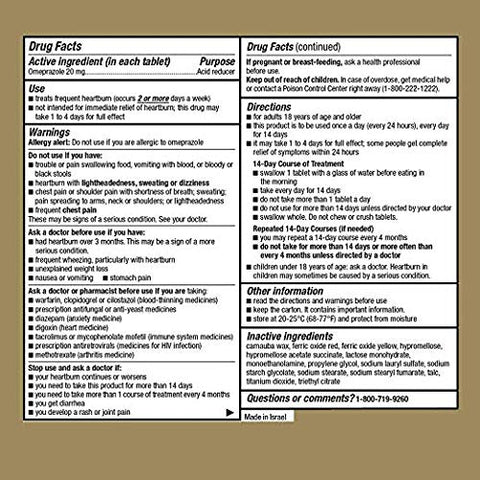 Omeprazol 20 mg, 42 Comprimidos – Redutor de Ácido de Liberação Retardada - GoodSense