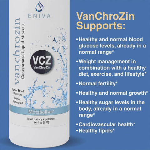Suplemento Líquido de Minerais Iônicos VANCHROZIN, Vanádio, Cromo – 30ml - Eniva Health