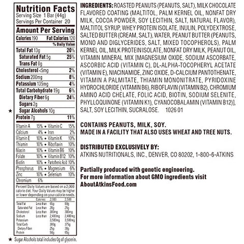 Barra de Snack, Rolinho de Caramelo, Chocolate e Nozes, Keto Friendly (20 un.), 31g - Atkins