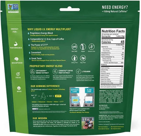 Generic - Liquid Energy Multiplier Yuzu Pineapple – 24 Sachês Individuais em Embalagem Reselável – Sem Adoçantes Artificiais – Suplementos Livres de Glúten para a Saúde