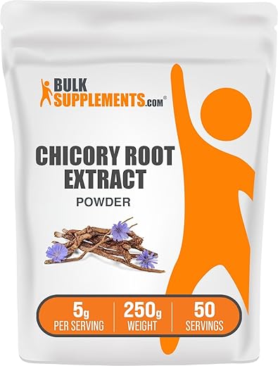 Chicory Extract Powder BulkSupplements.com – Raiz de Chicória em Pó – Suplemento de Raiz de Chicória – Suplemento de Fibra – Sem Glúten – 5g por Porção – 250g (Pack de 1)