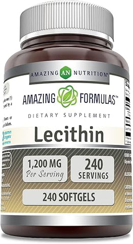Amazing Nutrition - Amazing Formulas Lecitina 1200mg Alta Potência 240 Softgels | Não-OGM | Sem Glúten | Comprar Online