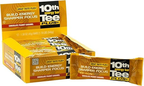 1ST TEE - Barra de Energia de Golfe 10th Tee Plus Chocolate Amendoim Caramelo feita com Ingredientes Naturais – Barras de 50g (12 unidades) Lanche Saudável de Chocolate de Fácil Digestão para Escritório