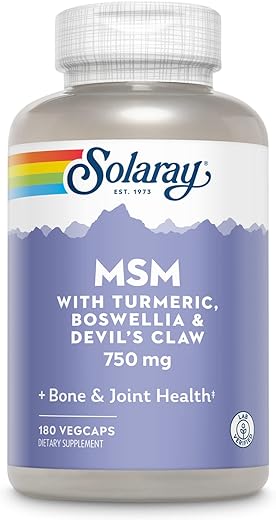 MSM | 180 cápsulas 750 mg | Fortaleça suas articulações | Marca SOLARAY - SOLARAY