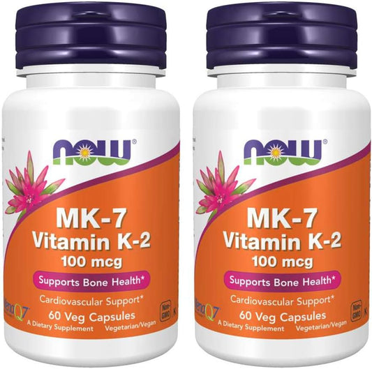 NOW Foods - Now Foods Vitamina K-2 (MK7) Cápsulas Vegetais, 100 mcg, 60 Unidades, Pacote com 2 – Compre Online