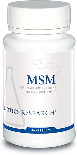 Suplemento Potente de Enxofre MSM, Produção de Colágeno, Cabelos e Pele Saudáveis - Biotics Research