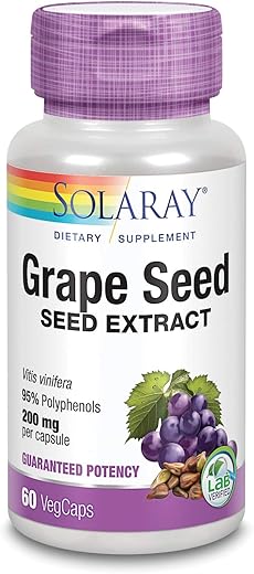 SOLARAY - Solaray Extrato de Semente de Uva 200 mg + Complexo Bioflavonoide | Cardiovascular Saudável | Solaray