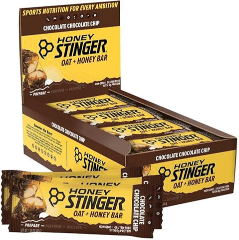 Barra de Mel de Aveia Honey Stinger | Chocolate com Gotas de Chocolate | Alimento Energético para Preparar-se para o Exercício, Resistência e Desempenho | Lanche Nutricional Esportivo | Pré-Treino, Energia Duradoura | 100% Natural | Embalagem de 40g