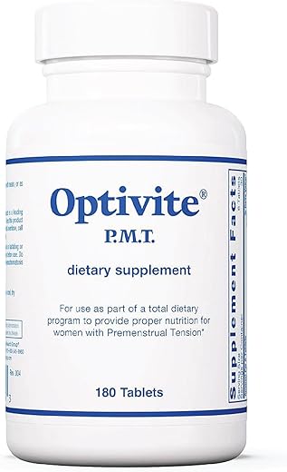 Optimox - Optivite PMT – Suporte para TPM em Mulheres, Equilíbrio Hormonal, Multivitamínicos Femininos, Alívio da TPM, Suplemento de Magnésio – 180 Comprimidos