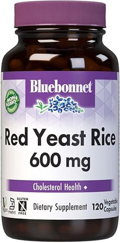 Nutrition Red Yeast Rice 600 mg – Saúde do Coração, Não-OGM, Vegano, Certificado Kosher, Sem Glúten, Sem Soja, Sem Laticínios – 120 Cápsulas Vegetais, 120 Porções - Bluebonnet