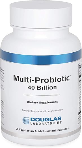 Multi-Probiotic 40 Bilhões | Probióticos e Prebióticos para Apoiar a Microflora Intestinal e a Imunidade* | 60 Cápsulas Vegetarianas Resistentes ao Ácido - Douglas Laboratories