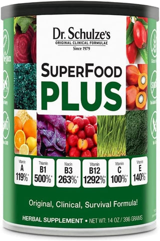 Dr. Schulze's - Dr. Schulze’s SuperFood Plus | Concentrado Herbal de Vitaminas e Minerais | Nutrição Diária | Sem Glúten e Não-OGM | Vegano | 400g em Pó | Embalagem Pode Variar