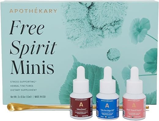Conjunto de Mini Tinturas Herbais Apothékary Free Spirit, Vermelho, Branco – 100% Natural e Poderoso