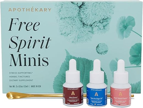 Conjunto de Mini Tinturas Herbais Apothékary Free Spirit, Vermelho, Branco – 100% Natural e Poderoso