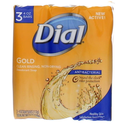 Sabonete Dial Antibacteriano Desodorante, Ouro, 113g, 3 Barras (Pacote com 4)