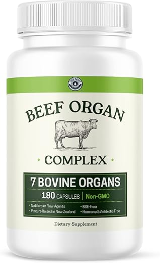 Left Coast Performance - Suplemento de Órgãos Bovinos de Pasto – Complexo de 7 Órgãos Bovinos da Nova Zelândia – Fígado, Coração, Pâncreas, Rim, Pulmão, Baço, Medula Óssea – Livre de Transgênicos, Sem Preenchedores, Hormônios