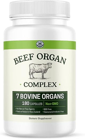 Left Coast Performance - Suplemento de Órgãos Bovinos de Pasto – Complexo de 7 Órgãos Bovinos da Nova Zelândia – Fígado, Coração, Pâncreas, Rim, Pulmão, Baço, Medula Óssea – Livre de Transgênicos, Sem Preenchedores, Hormônios