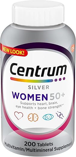 VENANCIO'S SHOP - Centrum Silver Mulheres 50 Plus Vitaminas, Suplemento Multivitamínico, 200 Comprimidos (Embalagem de 1)