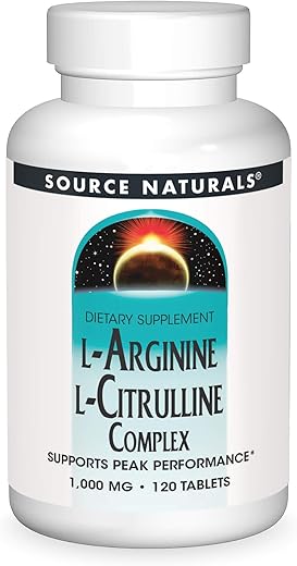 Complexo de L-Arginina e L-Citrulina, 120 Comprimidos, 1000 mg – Suplemento para Saúde e Bem-Estar - Source Naturals