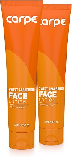 No-Sweat Face – Pack 2 – Mantém seu Rosto, Testa e Couro Cabeludo Secos – Loção Gel Absorvente de Suor – Controle de Oleosidade – Com Microesferas de Sílica e Jojoba  Carpe - Carpe