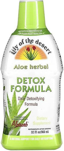 Aloe Vera Herbal Detox Formula – Suco de Aloe Vera com Cardo Mariano, Ulmus Rubra, Bardana, Raiz de Dente-de-Leão e Equinácea para Saúde Intestinal, Suporte Hepático – Marca Lily Of The Desert - Lily Of The Desert