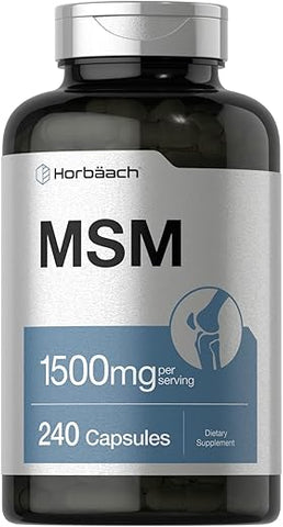 Cápsulas de Suplemento MSM | 1500mg | 240 Unidades | Fórmula de Metilsulfonilmetano | Livre de OGM, Sem Glúten - Horbäach