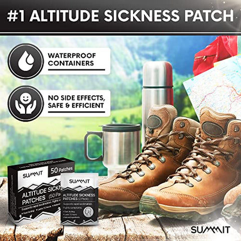 SUMMIT - Patches de Prevenção do Mal de Altitude Summit | Suporte para Acclimatação Rápida em Altitudes Elevadas, Aumenta a Captação de Oxigênio, Combate Sintomas do Mal de Altitude | Pacote com 50 Unidades