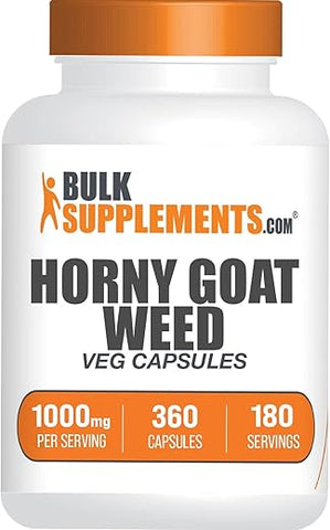Horny Goat Weed Capsules BulkSupplements.com – Extrato de Epimedium, Suplemento Herbal de Horny Goat Weed – Vegano, 2 Cápsulas por Porção (1000mg), 360 Cápsulas Vegetais (Pacote de 1)