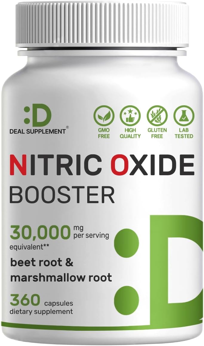 DEAL SUPPLEMENT - Booster de Óxido Nítrico 30.000mg Equivalente, 360 Cápsulas – Natural de Beterraba