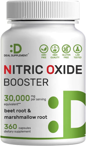 DEAL SUPPLEMENT - Booster de Óxido Nítrico 30.000mg Equivalente, 360 Cápsulas – Natural de Beterraba