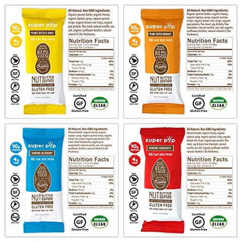 Barras de Proteína Vegetal Limpa, com Manteiga de Nozes Natural, Orgânicas e Deliciosas, Substituto de Refeição, Livre de Glúten, Soja e Laticínios, 10g de Proteína - Super Pop Snacks