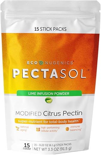 EcoNugenics - PectaSol Modified Citrus Pectin – 15 Sachês de 5g de Limão – Suplemento para Saúde Total do Corpo, Apoio ao Coração, Sistema Imunológico e Resposta Inflamatória