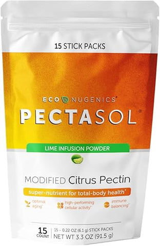 EcoNugenics - PectaSol Modified Citrus Pectin – 15 Sachês de 5g de Limão – Suplemento para Saúde Total do Corpo, Apoio ao Coração, Sistema Imunológico e Resposta Inflamatória