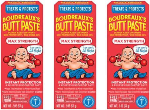 Boudreaux's Butt Paste - Boudreaux’s Butt Paste – Creme para Assaduras de Fraldas, Máxima Proteção, 2 oz (60 ml), 3 Unidades