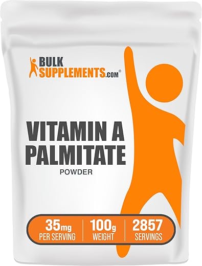 com – Pó de Palmitato de Vitamina A como Retinol Palmitato, Suplemento de Vitamina A para o Sistema Imunológico – 100g - BulkSupplements