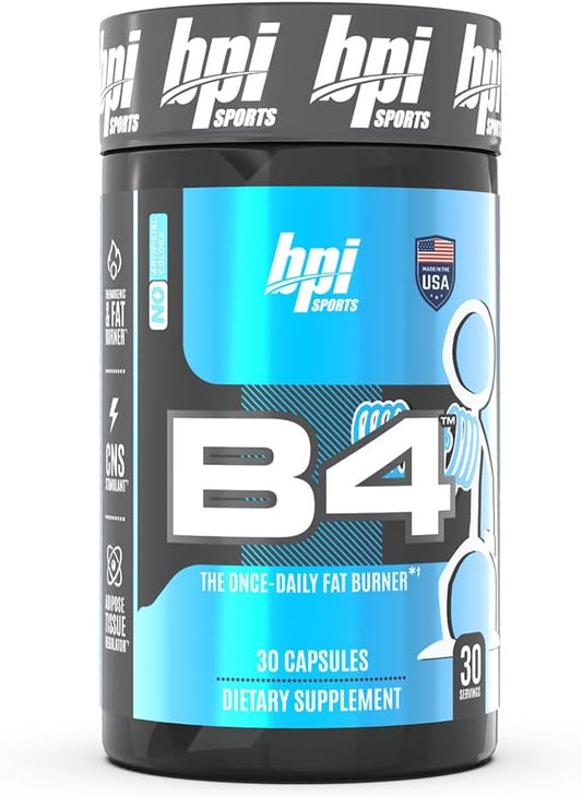 B4 – Queimador de Gordura Extra Forte – Amigo da Dieta Keto – Supressor de Apetite – Cafeína, Niacina, Quercetina, Yohimbina – 30 Porções – 710mg - BPI Sports