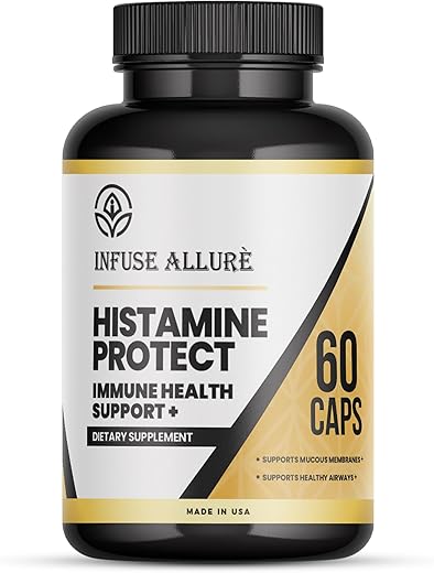 Infuse Allurè - Suplemento Premium Bloqueador de Histamina – Suplemento de Diamina Oxidase Bloqueador de Histamina – Suplemento Avançado de Enzima DAO para Intolerância à Histamina de Origem Alimentar – Fabricado nos EUA 60 Cápsulas